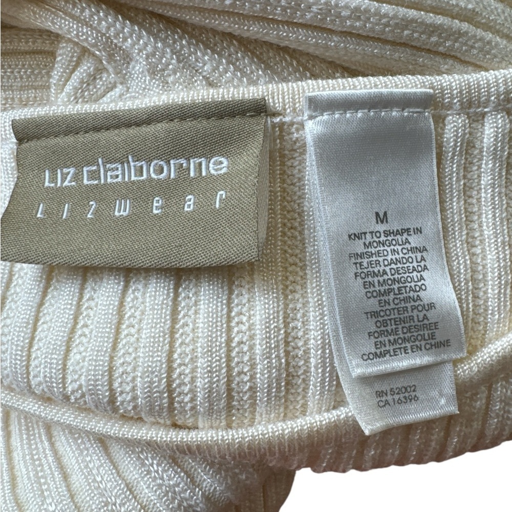 Liz Claiborne Lizwear Cream Ribbed Knit Long Sleeve Sweater Size M - Picture 8 of 9